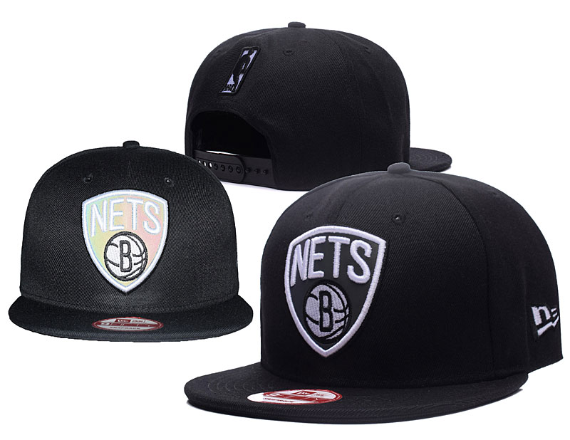 Nets Team Big Logo Black Adjustable Hats GS