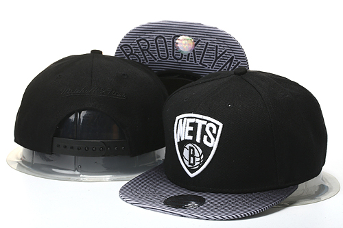 Nets Team Logo Black And White Mitchell & Ness Adjustable Hat GS