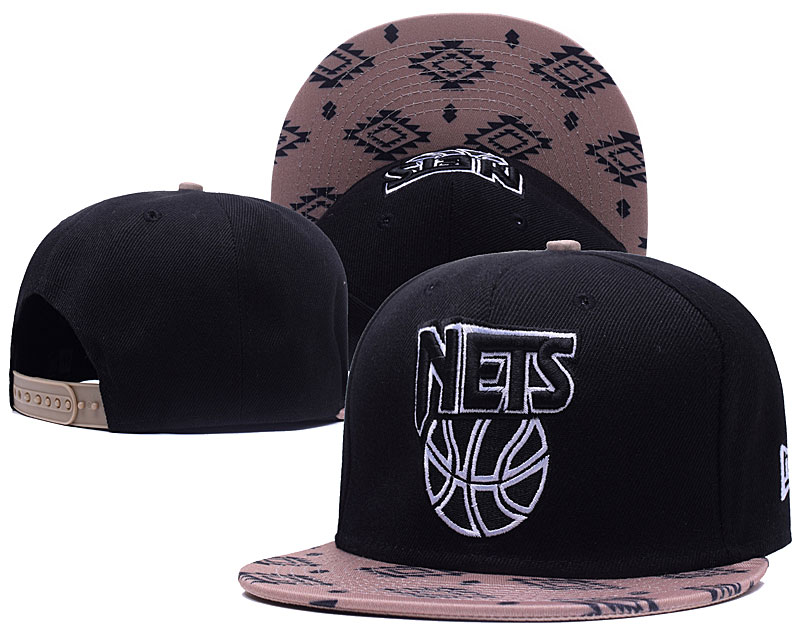 Nets Team Logo Black Brown Adjustable Hat GS