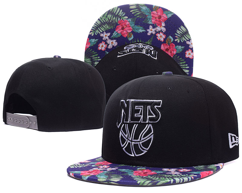 Nets Team Logo Black With Flower Pattern Adjustable Hat GS
