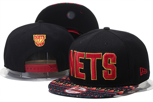 Nets Team Red Logo Black Adjustable Hat GS