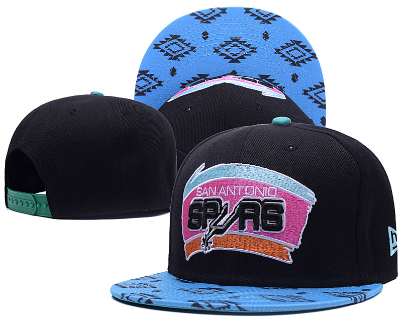Spurs Team Logo Black Blue Adjustable Hat GS