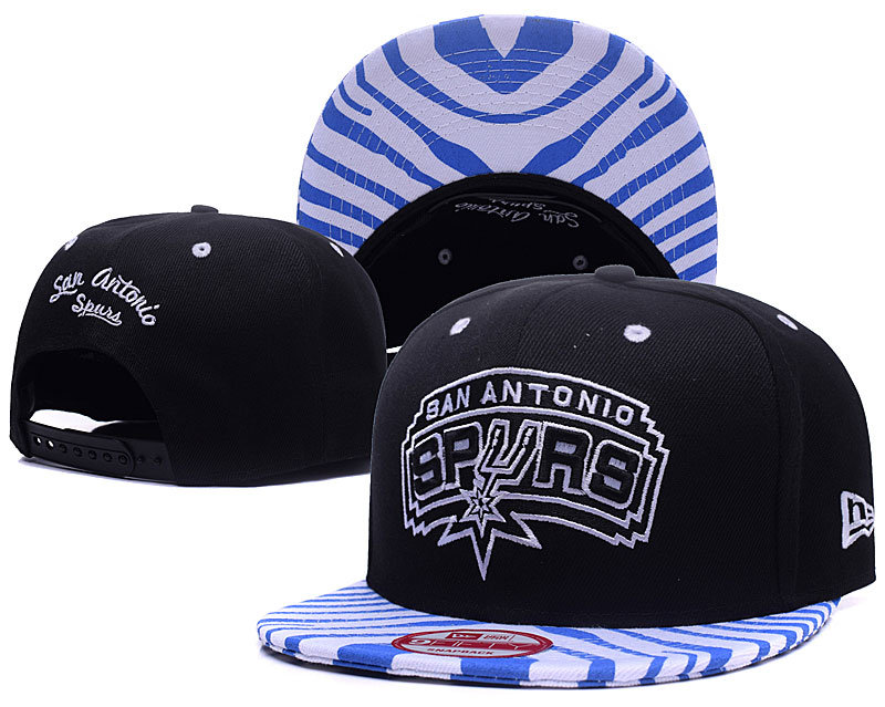 Spurs Team Logo Black Blue White Stripes Adjustable Hat GS