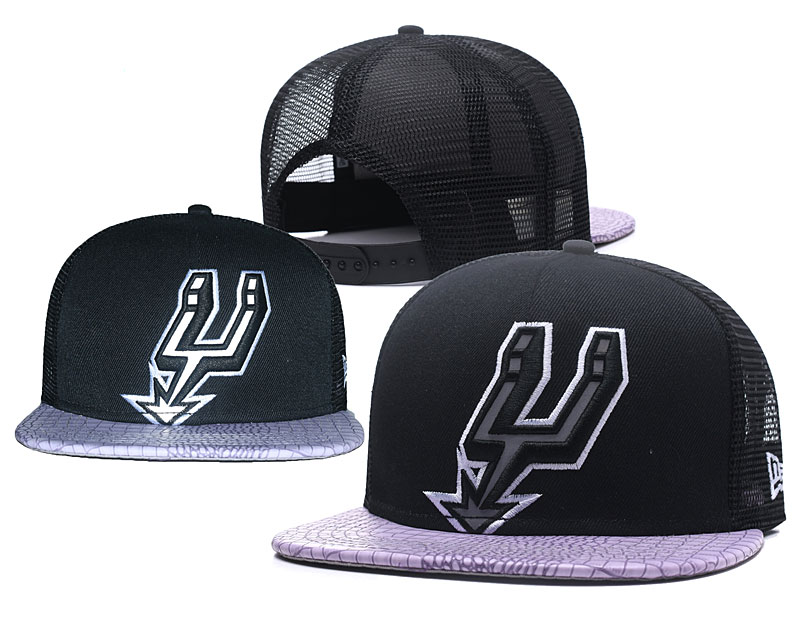 Spurs Team Logo Black Hollow Carved Adjustable Hat GS