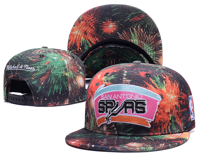 Spurs Team Logo Flower Pattern Pink Mitchell & Ness Adjustable Hat GS