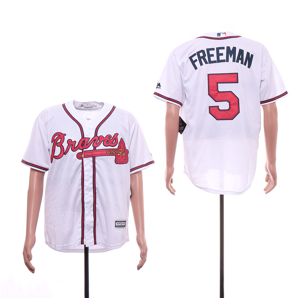 Braves 5 Freddie Freeman White Cool Base Jersey