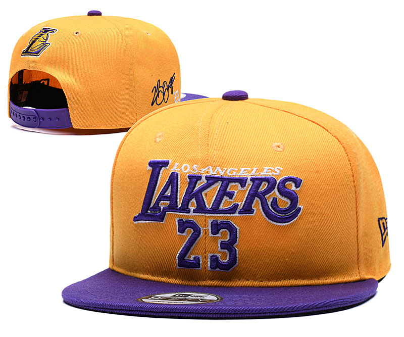 Lakers Team Logo 23 Yellow Purple Adjustable Hat YD