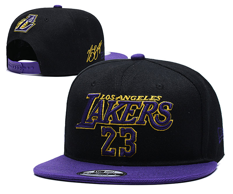 Lakers Team Logo Black Purple Adjustable Hat YD