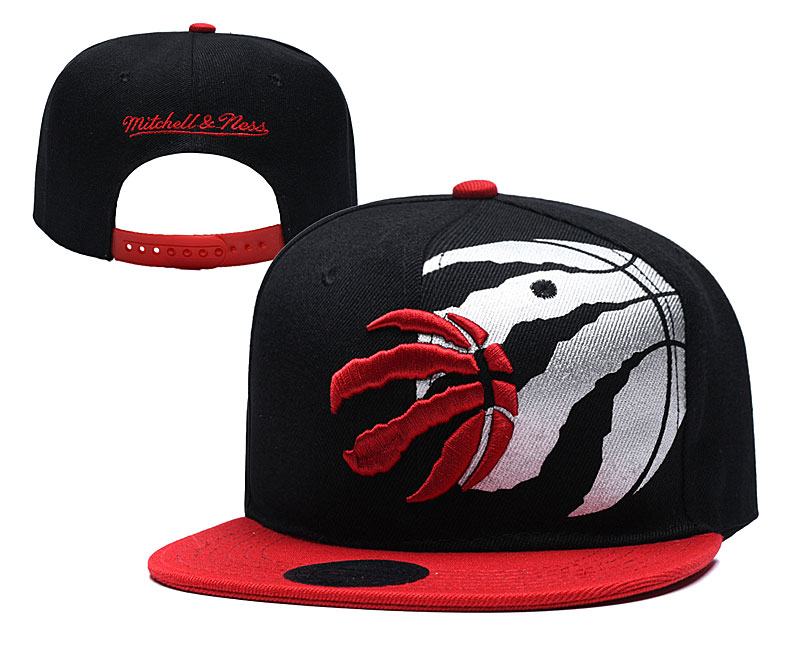 Raptors Team Logo Black Red Mitchell & Ness Adjustable Hat YD