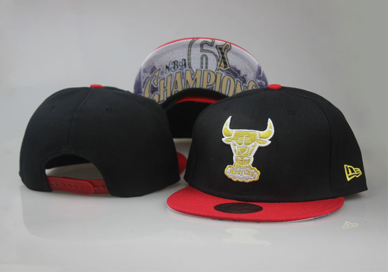 Bulls Team Logo Black With Red Adjustable Hat LT