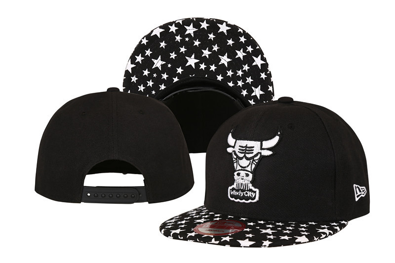 Bulls Team Logo Black With Star Adjustable Hat LT