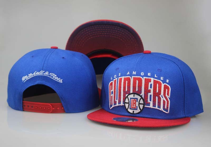 Clippers Team Logo Blue Red Mitchell & Ness Adjustable Hat LT