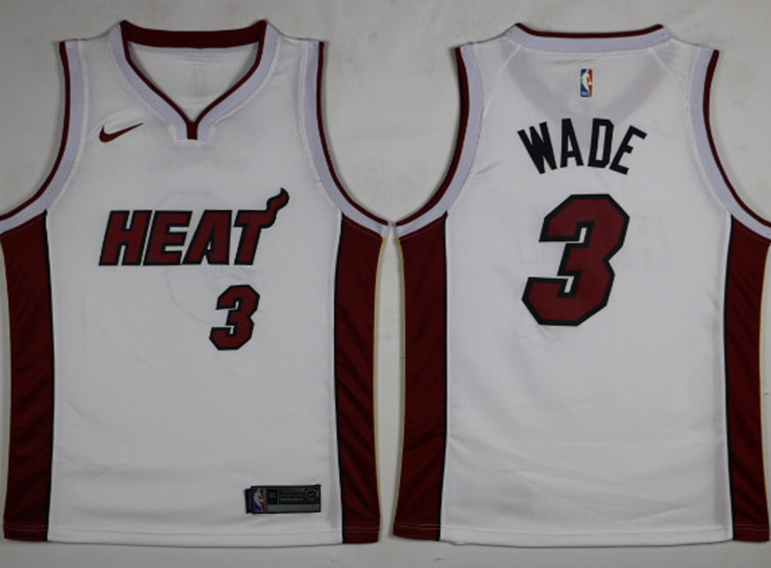 Heat 3 Dwyane Wade White Nike Swingman Jersey