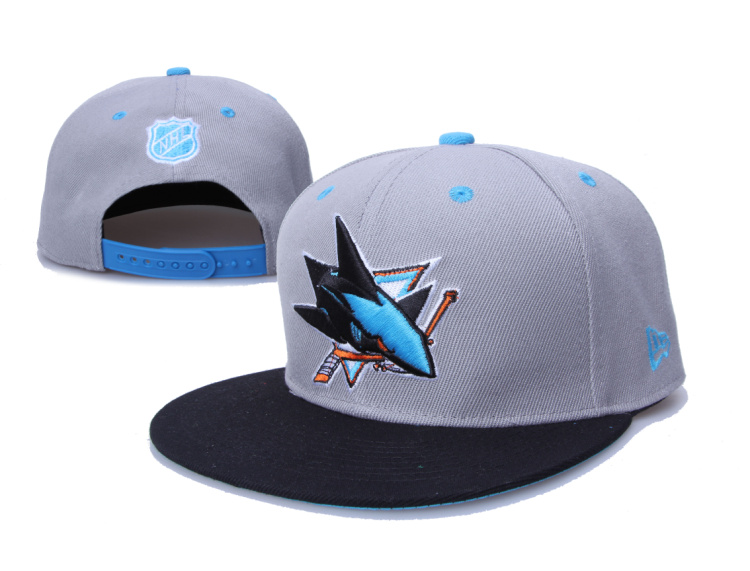 Sharks Team Logo Gray Black Adjustable Hat LH