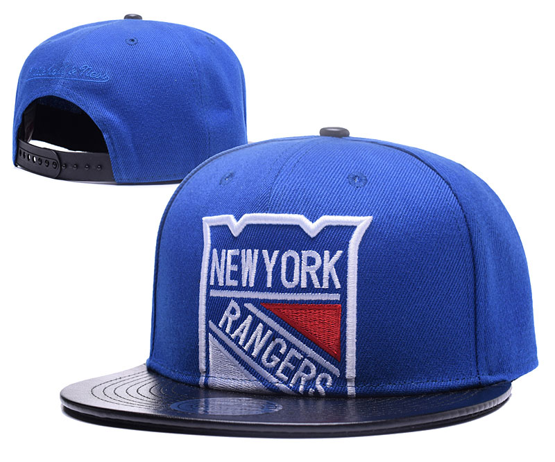 Rangers Team Logo Blue Black Mitchell & Ness Adjustable Hat GS