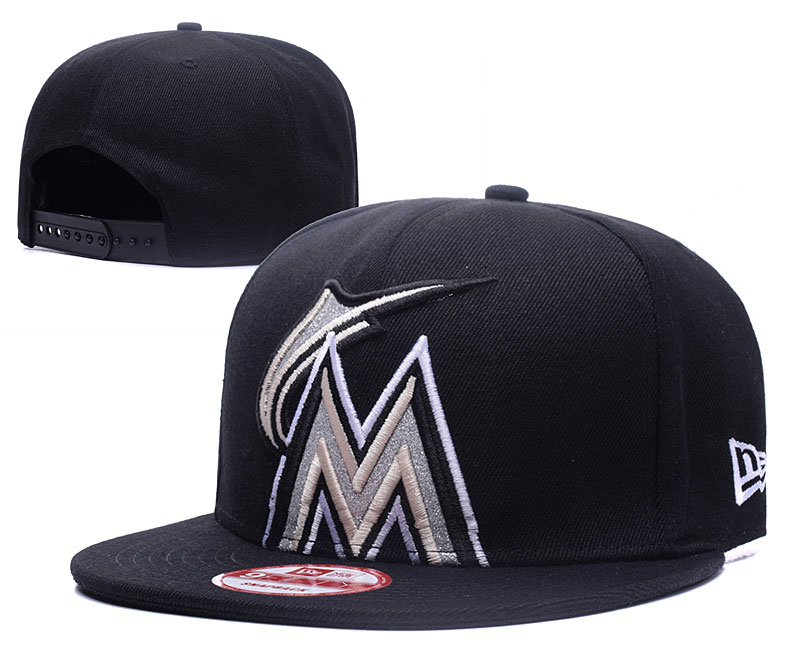 Marlins Team Logo Black Adjustable Hat GS