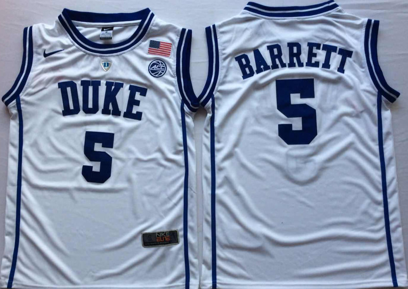 Duke Blue Devils 5 RJ Barrett White Nike College Basketball Jersey