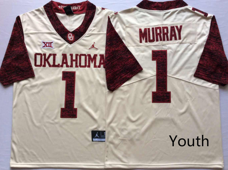 Oklahoma Sooners 1 Kyler Murray White Youth 47 Game Winning Streak College Football Jersey