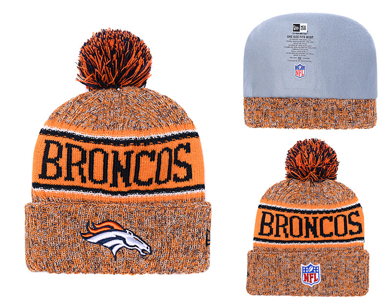 Broncos Fresh Logo Orange Pom Knit Hat YD