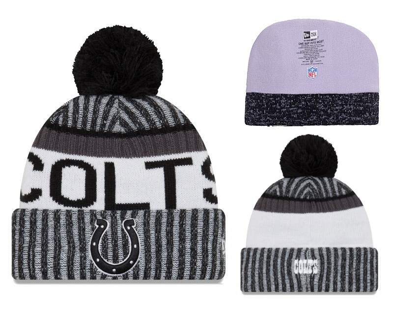 Colts Fresh Logo Black Pom Knit Hat YD