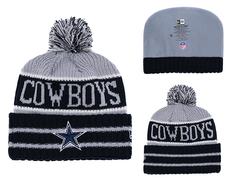 Cowboys Fresh Logo Black Pom Knit Hat YD