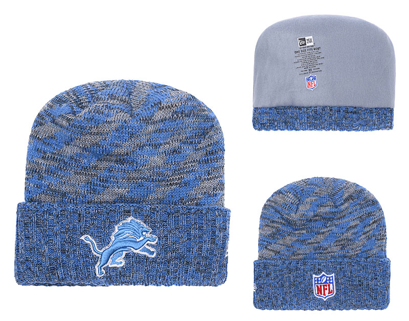 Lions Team Logo Blue Stripe Cuffed Knit Hat YD