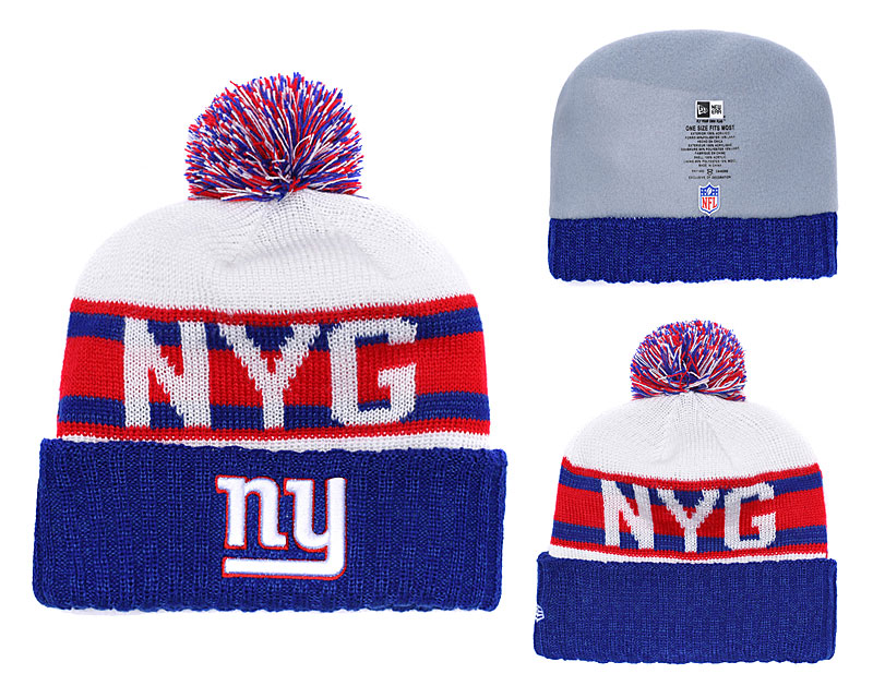 New York Giants Team Logo Royal Pom Knit Hat YD