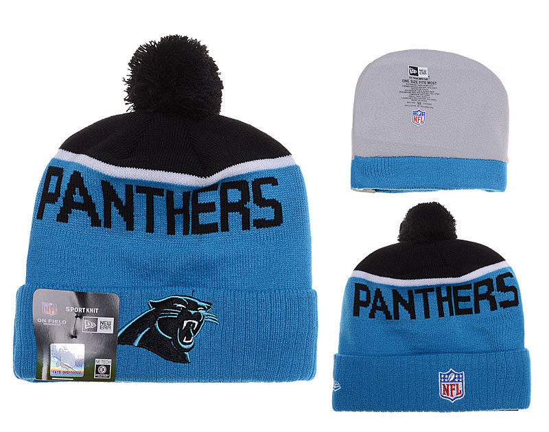 Panthers Fresh Logo Blue Black Pom Knit Hat YD
