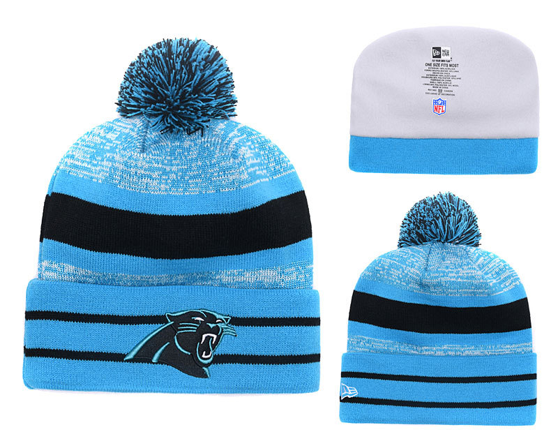 Panthers Team Logo Blue Black Pom Knit Hat YD