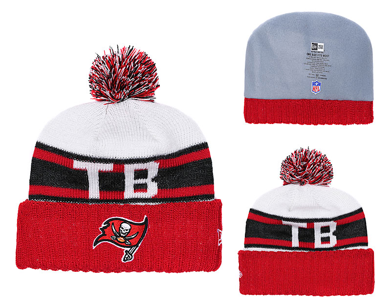 Buccaneers White Red Retro Cuffed Knit Hat With Pom YD