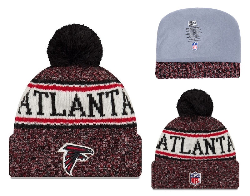 Falcons Red 2018 NFL Sideline Pom Knit Hat YD