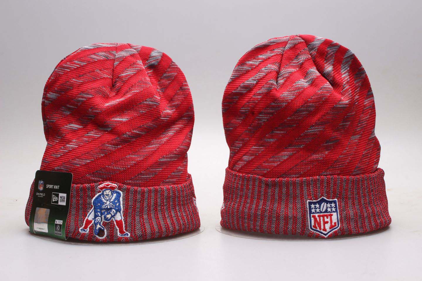 Patriots Team Logo Red Stripe Cuffed Knit Hat YP