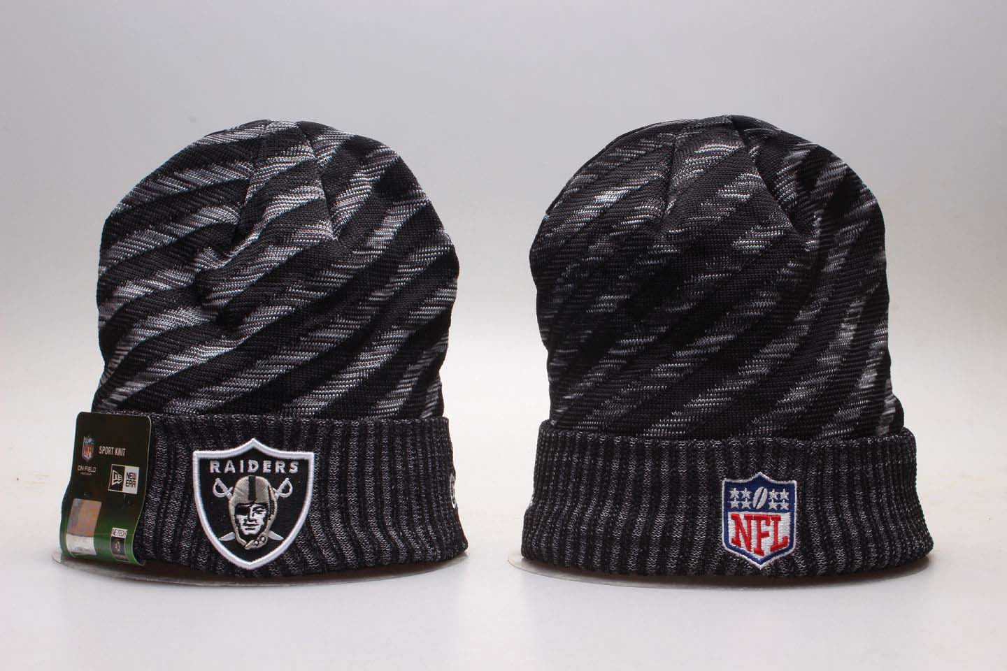 Raiders Team Logo Stripe Cuffed Knit Hat YP