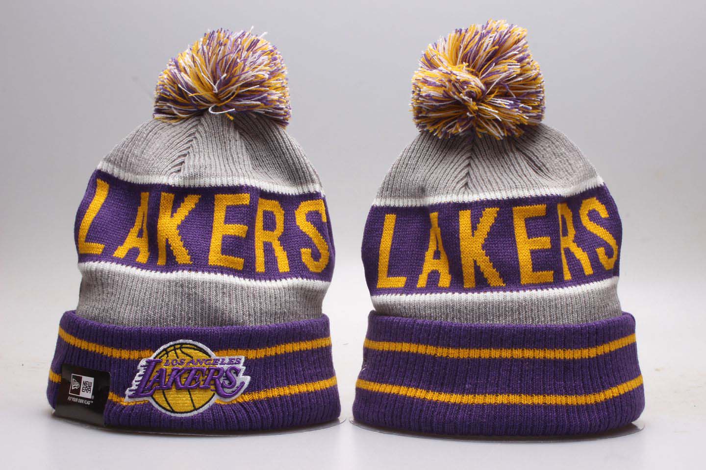 Lakers Purple Chilled Cuffed Pom Knit Hat YP