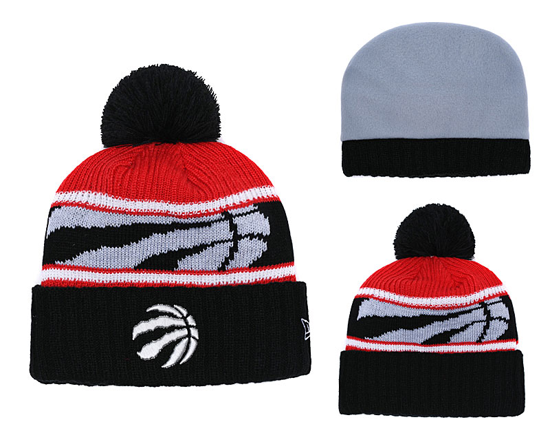 Raptors Team Logo Red Black Pom Knit Hat YD