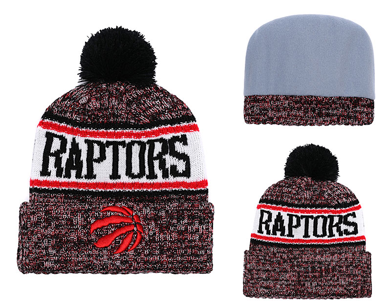 Raptors Team Logo Red Pom Knit Hat YD
