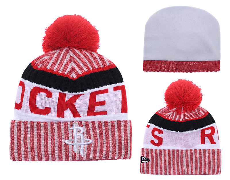 Rockets Team Logo Red Pom Knit Hats YD