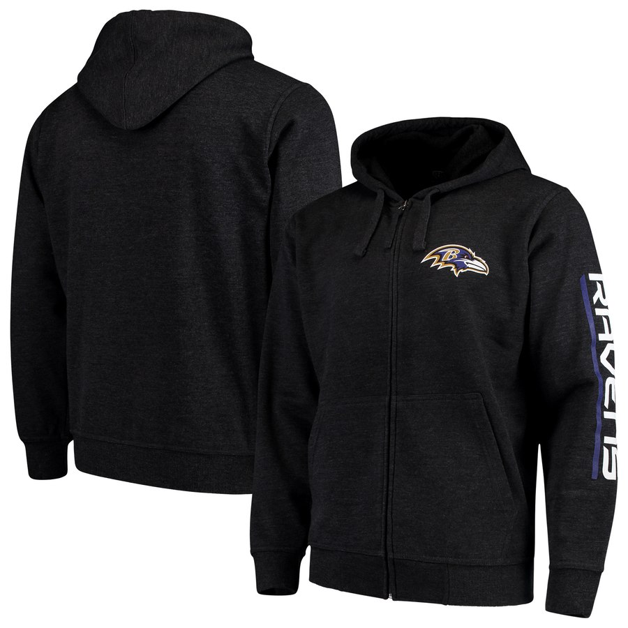 Baltimore Ravens G III Sports by Carl Banks Post Route Full Zip Hoodie Charcoal