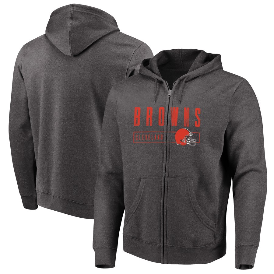 Cleveland Browns Majestic Hyper Stack Full Zip Hoodie Heathered Charcoal