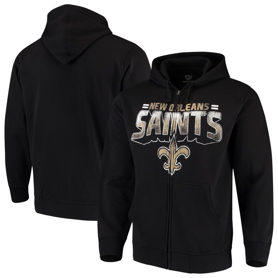 New Orleans Saints G III Sports by Carl Banks Perfect Season Full Zip Hoodie Black
