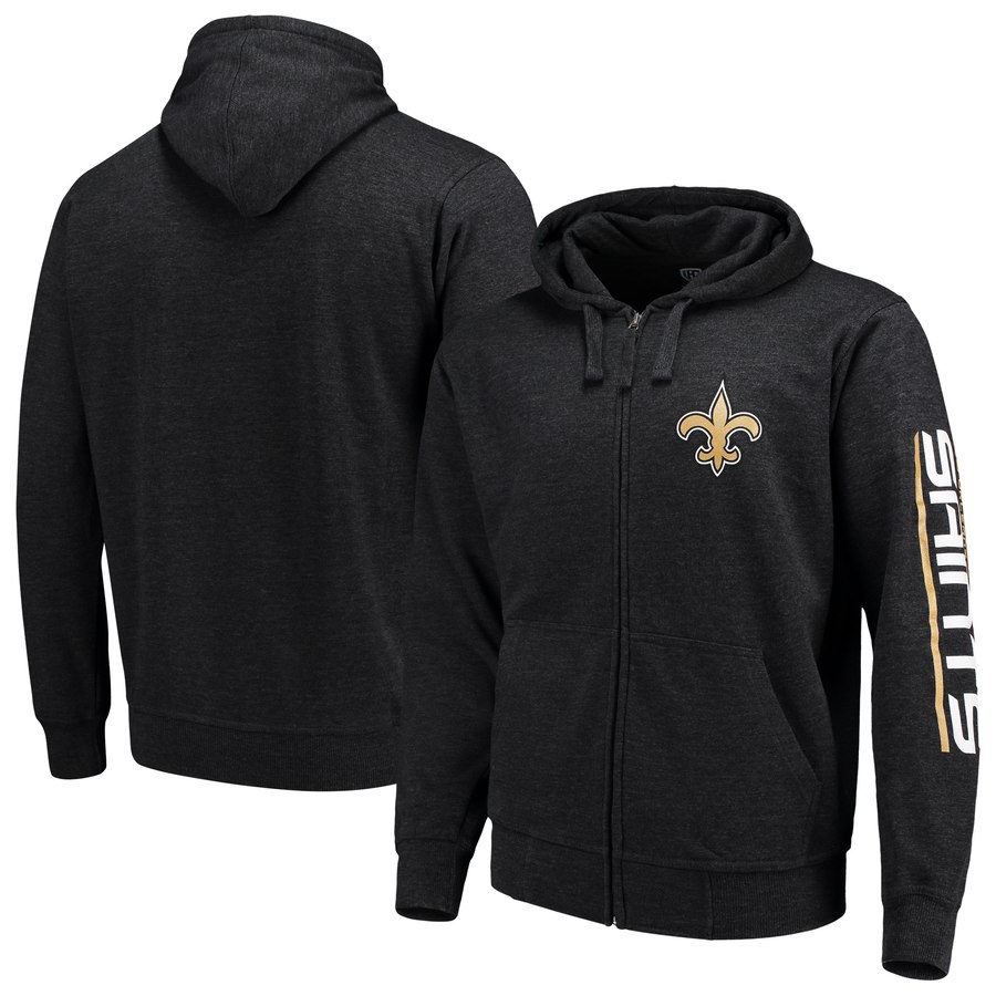 New Orleans Saints G III Sports by Carl Banks Post Route Full Zip Hoodie Charcoal