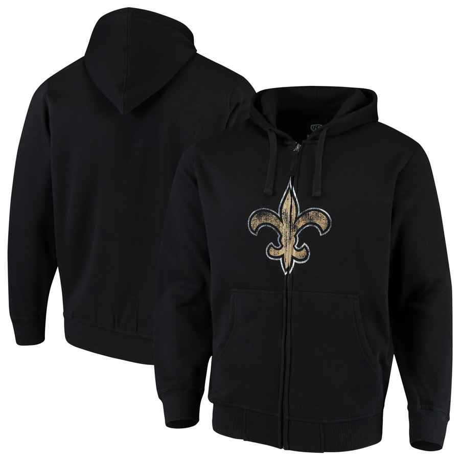 New Orleans Saints G III Sports by Carl Banks Primary Logo Full Zip Hoodie Black
