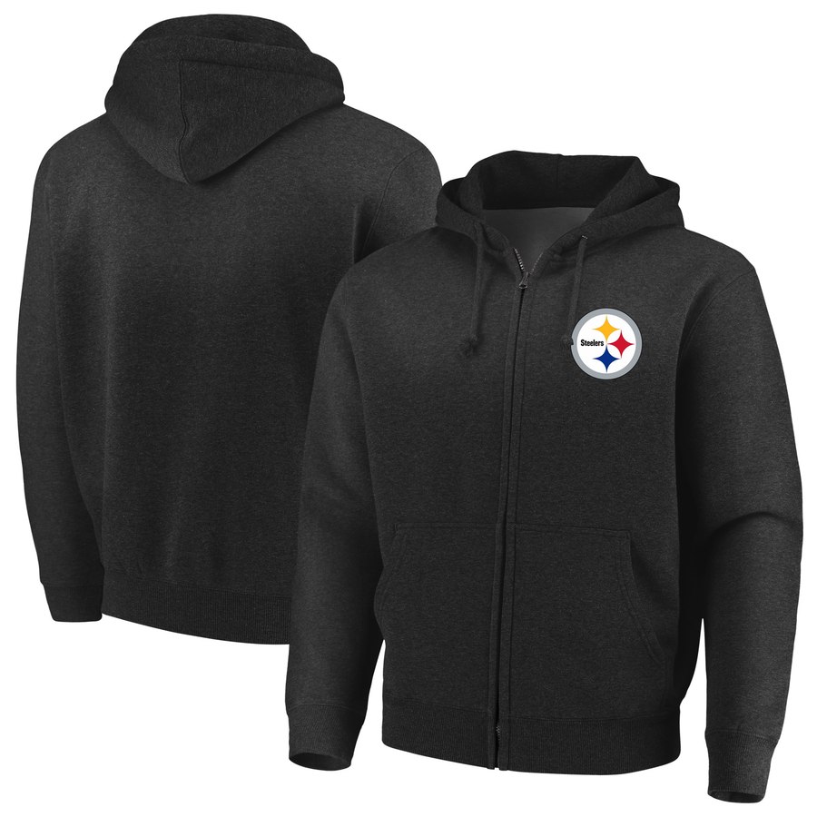 Pittsburgh Steelers Majestic Cap Logo Full Zip Hoodie Black