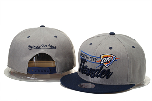 Thunder Team Logo Gray Mitchell & Ness Adjustable Hat GS