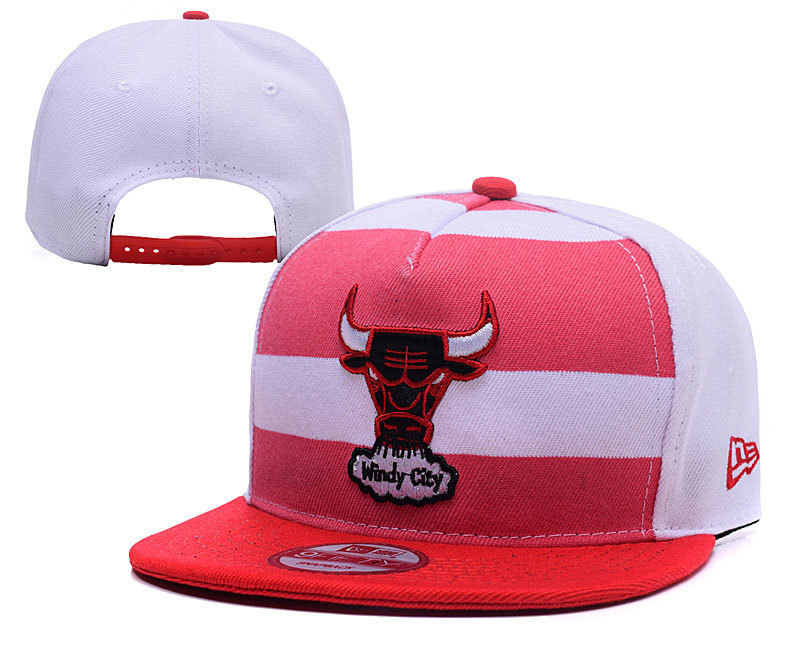 Bulls Team Logo White With Stripe Adjustable Hat YD