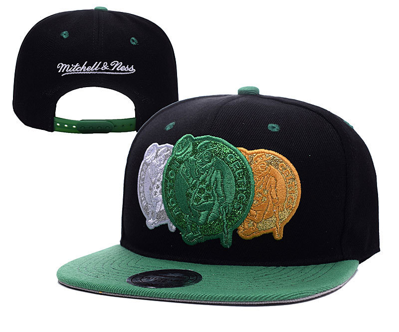 Celtics Team Logo Black Colorful Mitchell & Ness Adjustable Hat YD