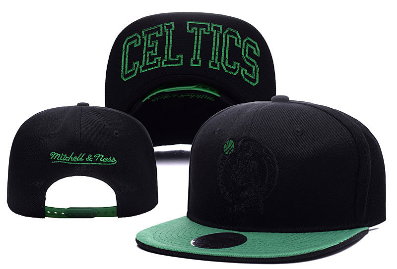 Celtics Team Logo Black Green Mitchell & Ness Adjustable Hat YD