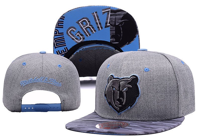 Grizzlies Team Logo Gray Blue Mitchell & Ness Adjustable Hat YD