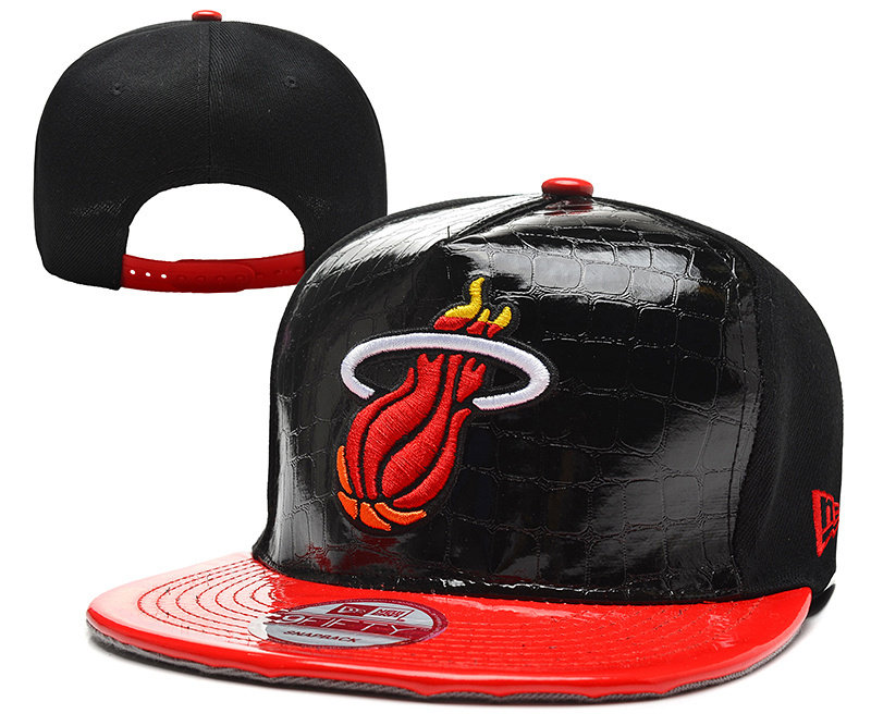 Heat Team Logo Black Red Leather Adjustable Hat YD