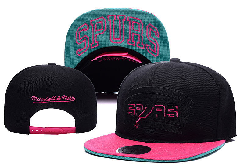 Spurs Team Logo Pink Black Mitchell & Ness Adjustable Hat YD